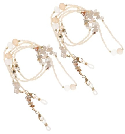 Healeved Chaîne De Lunettes Femme En Perles 2 Pièces Collier Porte-Lunettes Léger Et Compact Anti-Perte Pour Sport Usage Quotidien Et Lunettes De Soleil