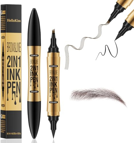 2 En 1 Crayon à sourcils liquide, 3D Tatouage Crayon à Sourcils Crayon Imperméable & Longue Durée Sourcil pour le Maquillage Naturel Micro crayon pour femmes et filles (Dark Brown)