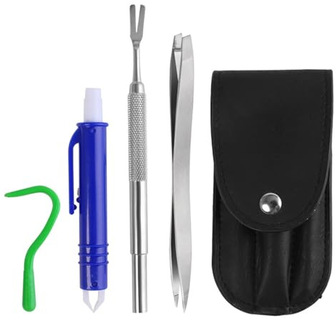 Lumi Zenva® Lot de 4 Pinces à Tiques Avec Étui Tire Tique Humain Pince à Tique Anti Tique Chat Pour Chiens Chats Enfants Animaux Domestiques Outil Sûr Efficace Portable