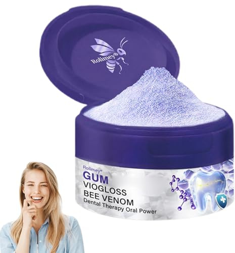Rolimey VioGloss Bienengift-Zahntherapie Oral Power, Natürlich Zahnreparatur Mineralpuder, Rolimey Viocore Zahnpasta mit Bienengift, für Zahnschmelzschutz, Empfindliche Zähne, Frischer Atem (1 Stück)