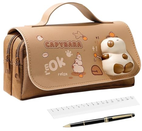 Estuche Para Lápices Carpincho - Tela Oxford 21x10,5x5,5 Cm | Papelería Carpincho - Lindo Estuche Para Lápices Panda De Papelería | Organizador De Almacenamiento Para Bolígrafos Para Útiles Escolares,