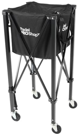 Padel Pro Shop Carro de Bolas de Pádel Plegable 2026 - Cesta de Tela Reforzada con Estructura Metálica, Capacidad 100+ Pelotas, Portátil y Ligero para Monitores y Clases