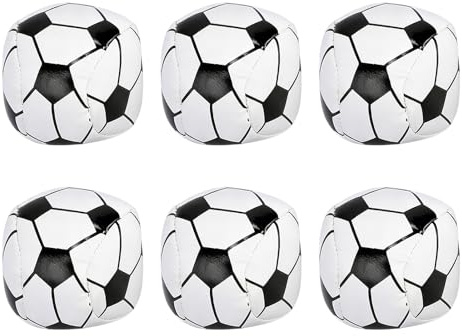 TenaLucy 6 stycken jongleringsbollar, 5 cm professionella jongleringsbollar, läder/virkad juvel bolas, konstläder fylld med hållbar fågel hirs för erfarna nybörjare (fotboll)