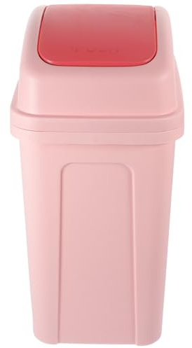 YARNOW Cubo de Basura Grande de Plástico Pp con Tapa Abatible Rosa, Capacidad Amplia y Diseño Delgado para Cocina y Baño, Estable y Confiable