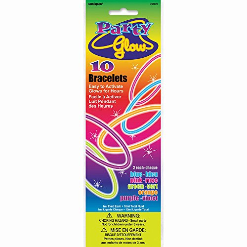 Unique Party - Pulseras Fluorescentes - 21 cm - Paquete de 10 (55021) , color/modelo surtido