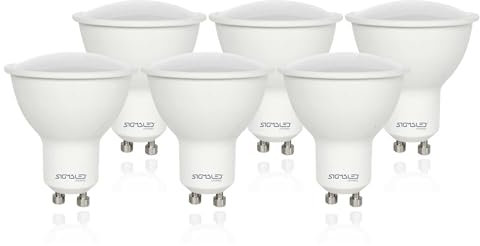 Sigmaled lighting - SPOT LED GU10 5W (equivalente 40W) - Luce bianca CALDA 2800K - 400 lumen - PACK 6 pezzi - Faretto led GU10-50x57mm angolo 100°