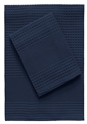 Morbidissimi Set asciugamani nido d‘ape 1+1 Puro cotone S274 BLU NAVY