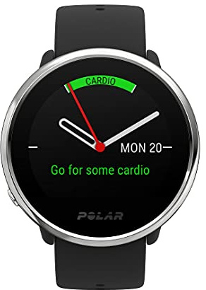 Polar Ignite - Reloj Inteligente de Fitness con GPS Integrado, Smartwatch, Pulsera Deportiva Sumergible con Sensor de Pulso óptico en la Muñeca, Guía de Entrenamiento, Tamaño M/L, Negro y Plateado
