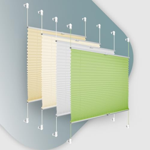 Buseu Plissee Klemmfix ohne Bohren 100x120cm Grün Faltrollo Plisseerollo | Sonnenschutz für Fenster & Tür, Fensterrollo, Blickdicht, Sichtschutz für Wohnzimmer, Modernes Rollo - einfache Montage