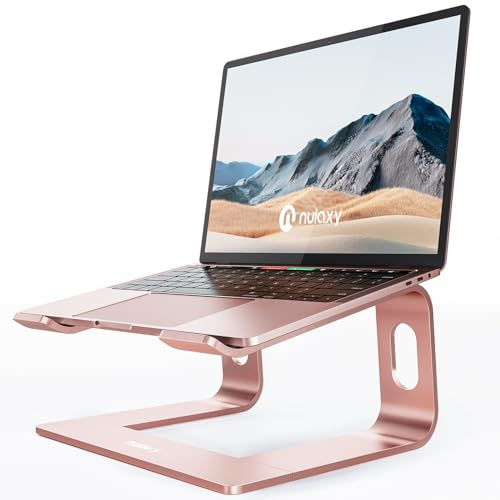 Nulaxy Ergonomic Aluminum Laptop Stand - Detachable Computer Riser Compatible with MacBook Air Pro, Dell XPS, HP, Lenovo More 10-15.6 Notebooks - Rose Gold