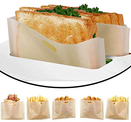 DECARETA 6 Piezas Bolsas para Tostadoras Bolsas Reutilizables para Almacenar Tostadoras Bocadillos Antiadherentes Bolsas Bolsas para Sándwiches para Horno de Microondas Tostadora Parrilla Plato