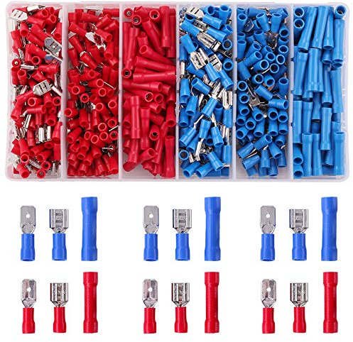 Rantecks ​​450 STÜCKE Kabelschuhe Set Quetschverbinder Set Elektrische Kabelschuhe Flachstecker Stoßverbinder für Automotive Auto Motorrad Boote Elektrische Instrumente