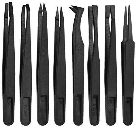 QINREN 8Pcs Anti-static Plastic Tweezers Set