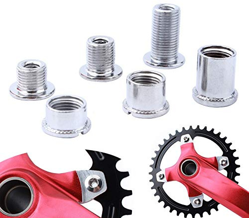 Juscycling Pack of 5 Chainring Female/Male Bolts Nuts with Multiple Size Options for Single, Double and Triple chainrings (Silver, Type C for Single Chainring)
