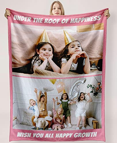 YUzzles Personalisierte Decke Mit Foto Und Texte Fotodecke Personalisierte Geschenke Für Geburtstage, Feiertage, Jubiläen Geschenk Für Mama, Papa, Kind, Haustier, Freund Oder Liebhaber (2 Fotos)