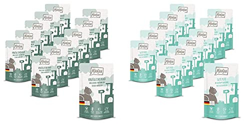 MjAMjAM - Premium Nassfutter für Katzen, vorzügliches Kalb & Truthahn an leckeren Möhrchen (12 x 125 g) & Premium Nassfutter für Katzen, Gute Pute an gedämpftem Kürbis (12 x 125 g)