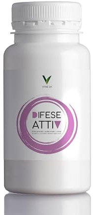 Vitae24 DIFESE ATTIV Integratore Alimentare Difese Immunitarie - 60 Capsule da 500 mg con Echinacea, Glutammina, Propoli,Rosa Canina per Rafforza Sistema Immunitario e Protegge dai Malanni Stagionali