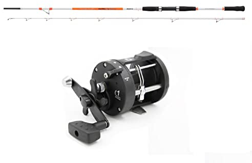 A&M Angelsport Balzer Norwegen Combo Nordic Flexo Jig Rute + Multirolle Pilkruten Set, Jigging, Fischrute-Rollen-Kombination, Angelset, 2,15m