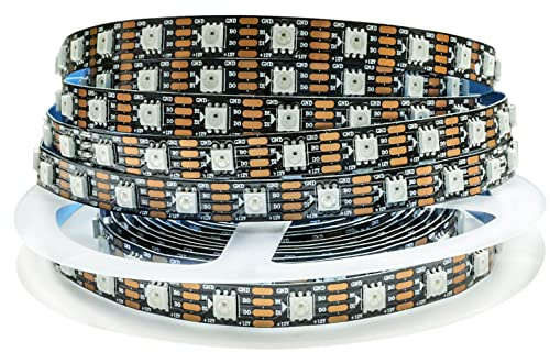 Tesfish 12V WS2815 Tira de luz LED, 5m RGB Señal Dual LED Píxeles Strip 300 LEDs IP30 Tiras LED Programable Direccionable Individualmente a Todo Color para DIY, Decoración Publicitaria