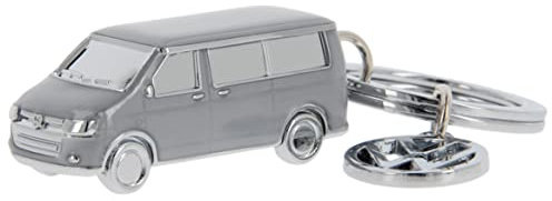 BRISA VW Collection - T5 T6 Bulli Bus Schlüsselanhänger 3D Modell | Volkswagen Key Holder für Schlüsselbund, mit Schlüsselring Retro, Zink-Aluminium-Legierung mit Emaille, Grau