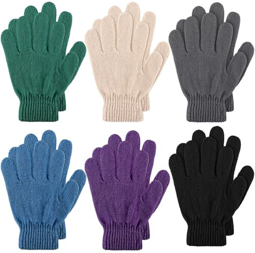 Boyiee 6 Paar Kinder Winter Zauber Handschuhe Warme Vollfinger Handschuhe Dehnbare Strickhandschuhe für Jungen Mädchen (1-4 Jahre)