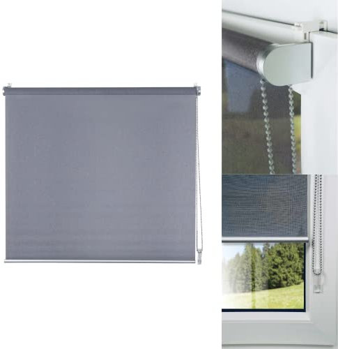 metablo Sonnenschutzrollo Klemmfix ohne Bohren Designrollo Tageslichtrollo Seitenzugrollo Fensterrollo Klemmrollo für Fenster & Tür Grau 60x150 cm