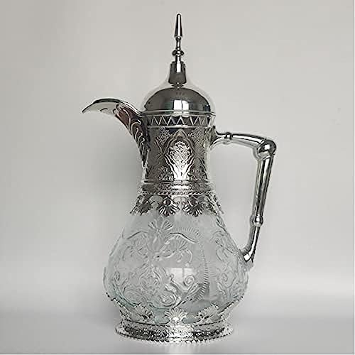 Théière Marocaine 1600 Ml 24 Heures De Conservation De La Chaleur Élégante Cafetière Orientale Pour Jus De Lait Théière Arabe Avec Couvercle Filtre Pour Le Thé De L'après-midi À La Maison, Argent,