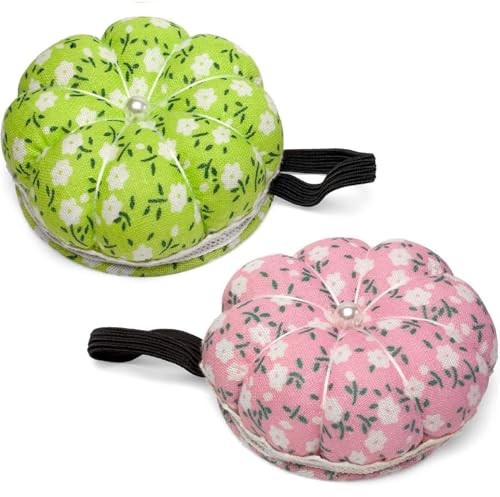 Kreative Nadelkissen, Multifunktionale Nähzeit Nadelkissen,Nadelkissen Wearable Nähen Handwerk,2PCS DIY Handgelenk Armnadelkissen Nähzubehör Handgelenkkürbis für Nähen Stickerei DIY(Country-Stil)
