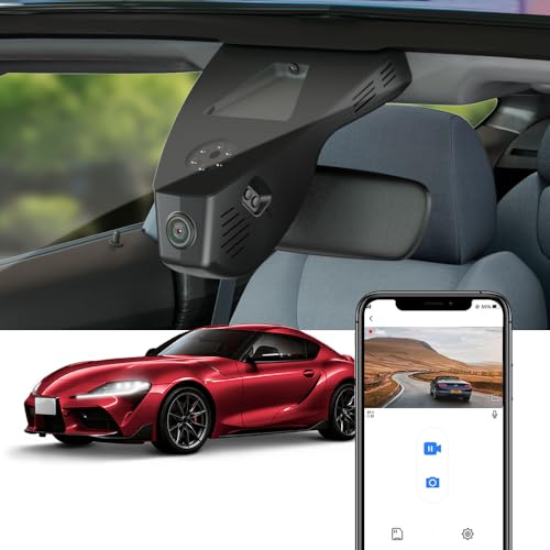 Fitcamx Dashcam 4K Kompatibel mit Toyota GR Supra 2020-2026, OEM Autokamera UHD 2160P Video WiFi, Loop-Aufnahm, G-Sensor, Night Vision, WDR Dashcam mit akku, Plug&Play, 64GB Karte