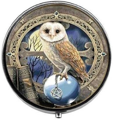 Boîte à pilules celtique en forme de hibou celtique Steampunk - Boîte à bonbons vintage - Bijoux photo en verre