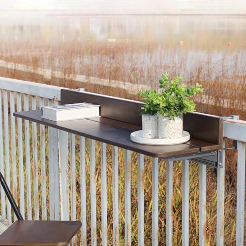 Bar-Tisch mit Hängendem Geländer für Den Außenbereich Klappbarer Balkontisch für Kleine Räume Schwimmendes Garten-Pflanzregal Höhenverstellbar für Wohnung Patio Deck Fenster ( Size : 120*27cm )