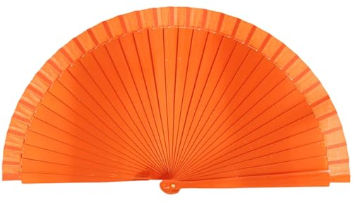 X-Institute Vintage Wooden Hand Fan Wedding Dance Solid Color Plain Folding Fan Elegant Handhelds Dancing Show Performances Spanish Fan
