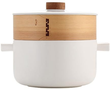 Yiustldd Casseruola di Terracotta con Coperchio E Vaporiera, Pentola Calda in Ceramica Donabe Giapponese Pentola di Terracotta Rotonda Stufato di Vapore, Pentole da Cucina Resistenti al Calore,2L