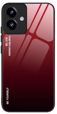 BORYA Funda para Motorola Moto G55, Ultradelgado Antigolpes Suave Silicona TPU Bumper Carcasa, Vidrio Templado Estuche, Elegante Gradiente Caso, Rojo Gradiente