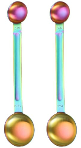 Coffee Measuring Spoon Measuring Spoons 2Pcs Double Heads Coffee Measuring Spoon, 5ml & 15ml Tablespoon Measuring Spoon Stainless Steel Long Handle Measuring Spoons for Precis Baking Measurements