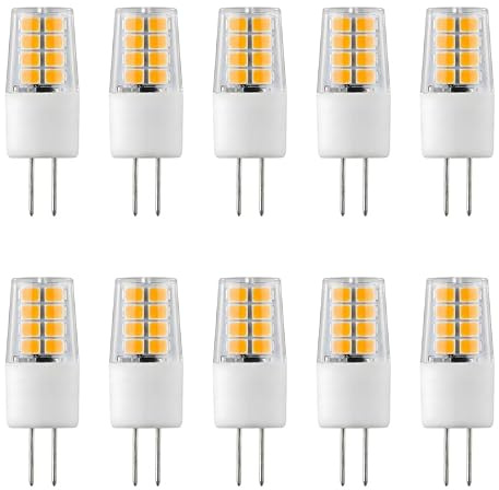 Jiotouhu G4 LED Warmweiß 2700K, T3 12V 3W G4 LED 2-polig Leuchtmittel, 30W Halogen-Äquivalent 380lm 360° Abstrahlwinkel nicht dimmbar, für Landschafts-Einbau- und Schienenbeleuchtung, 10er