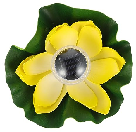 BESPORTBLE Solar Lotus-form Teichleuchte Schwimmend Leicht Dekorativ Für Garten Pool Teich Außenbereich Gelb