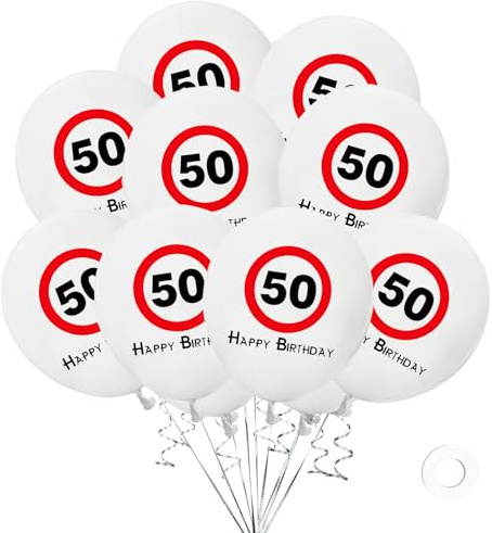 DazzJoy Luftballons 50. Geburtstag Deko,20 Stk Luftballon 50 Geburtstag Deko,50 Happy Birthday Ballon,Deko 50 Geburtstags Frau Mann,Verkehrsschild Luftballons Geburtstage für 50 Jubiläum Party Zubehör