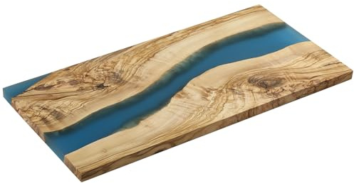 Zassenhaus serveringsbräda blå av olivträ och harts, 45 x 22 x 1,5 cm, handgjord premiumbräda med unik design, perfekt för snygg servering och presentation av mat