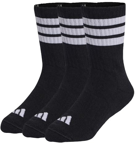 adidas unisex - barn 3STRIPES CUSHIONED SPORTSWEAR CREW SOCKS 3 PAIR PACK, black/white/white, 34-36