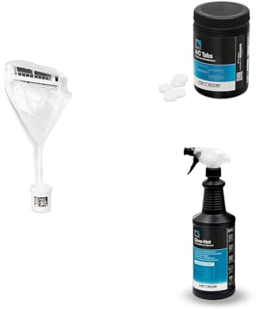 ERRECOM Kit pulizia climatizzatori, include Clima-Net 1L detergente pulizia unità interna e filtri, cover protettiva Wally, A/C Tabs 40 pastiglie climatizzatore ad azione prolungata, guanti inclusi