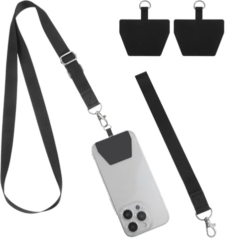 Bremorou Lanyard for Phone Lanyard Crossbody, 2 Pcs-Cell Phone Lanyards with Patches, Universal Adjustable Neck Strap, Crossbody Multifuctional Phones Multifuctional Nylon Lanyards Compatible