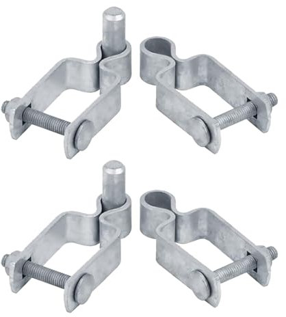 2 Set 2-3/8'' Chain Link Gate Hinge Kit, 60mm Garden Gate Hinges Include Female & Male Gate Hinges, Chain Link Fence Hardware, Galvanized Steel Heavy Duty Chain Link Fence Gate Post Hinge