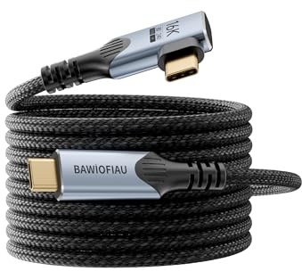 BAWIOFIAU USB C Kabel mit 90 Grad Thunderbolt 5 Winkel Kabel Langes 3 M, 240W Ladekabel, 80Gbps Datenkabel, 8K@120HZ HDR, USB C auf USB C Kabel, USBC Monitor Kabel, Laptop,Mobiltelefon,USB-C-Geräte