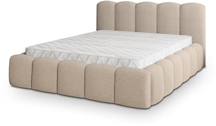 Masseno Polsterbett FALINA Q 180x200 cm, Doppelbett, Bettkasten, Stauraum, Lattenrost Und Kopfteil - Beige, Quelle 05
