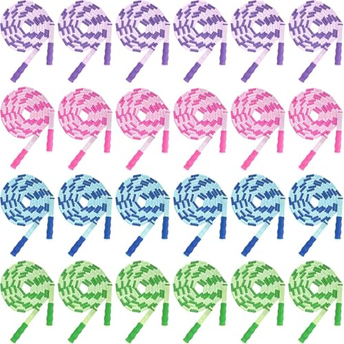 24 Pcs Skipping Ropes, Adjustable Jump Ropes for Adults and Kids | Adjustable Length to 265cm; TPE Beaded Design for Rhythm; Ergonomic Non-Slip Handles; Ideal for Fitness and Outdoor Play
