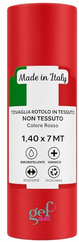 Gef Aura – Tovaglia Rotolo in TNT 1,4×7 m – Idrorepellente, Traspirante, Resistente – Made in Italy, Certificata OEKO-TEX® Classe I – Ideale per feste, catering ed eventi (1, Rosso)