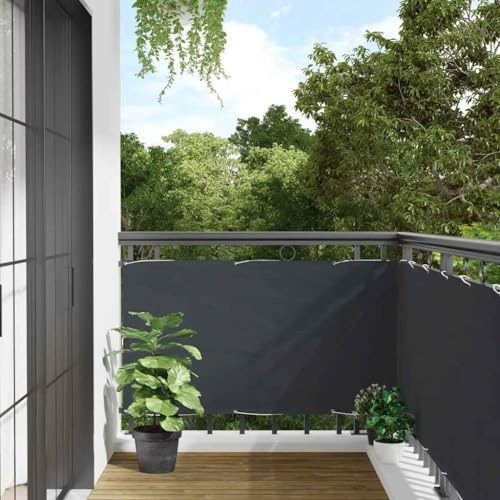 Balkon-Sichtschutz Anthrazit 400x90 cm, PVC Zaunfolie UV-beständig, Garten Windschutz mit Aluminiumösen, langlebiger Kunststoff Sichtschutz für Balkon