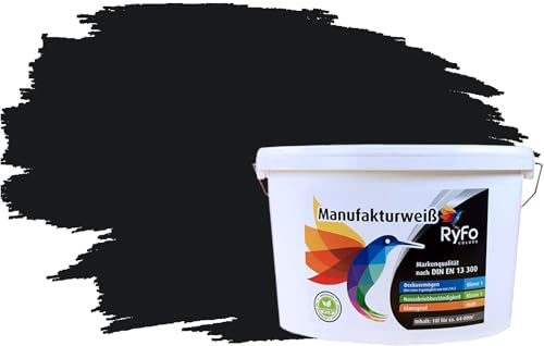 RyFo Colors Bunte Wandfarbe Manufakturweiß Schwarz 10l - weitere Grau Farbtöne und Größen erhältlich, Deckkraft Klasse 1, Nassabrieb Klasse 1
