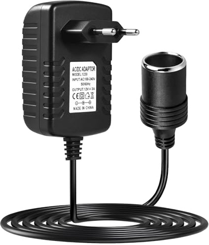 Adaptateur Secteur 12V 3A, Prise Allume-Cigare 230V en 12V | Convertisseur 100-240V AC à 12V DC, 220V vers 12V Transformateur pour Réfrigérateur Compresseur d'air (36W)